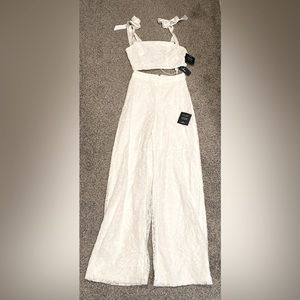 Lulu’s My Love is True White Lace Tie Strap Two Piece Jumpsuit